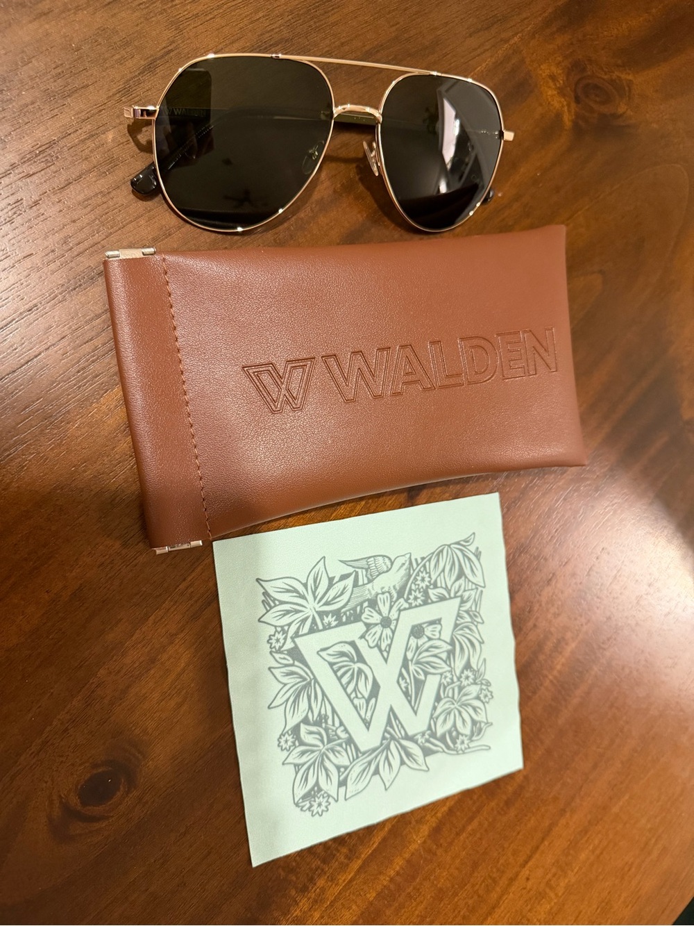 Huckberry Walden Eyewear Pinion Sunglasses Pilot Aviators Gold Green Lens